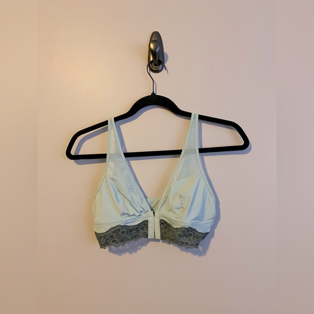 Aerie Bralette with Lace Detail in Light Green
